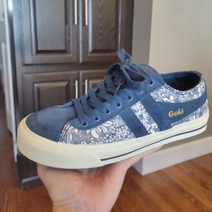 Gola Floral Navy Blue Quota II suede sneakers Size 6